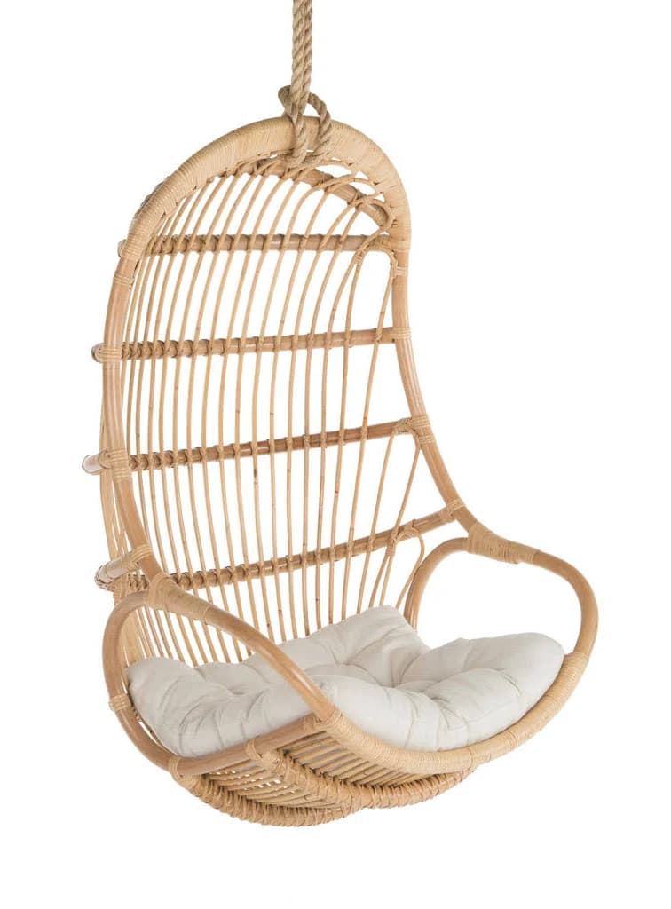 Kouboo Loop Rattan Hanging Chair with Seat Cushion
