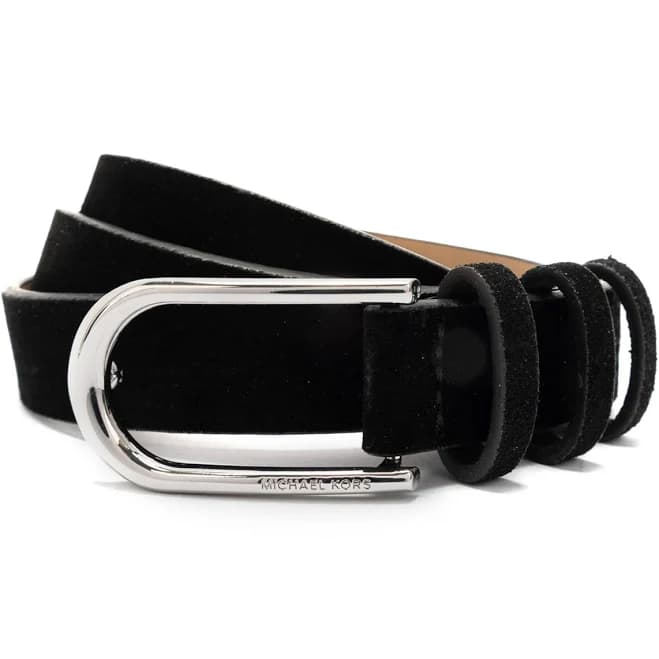 Michael Kors Women's BeyondStyle Silver-Tone Buckle Leather Belt