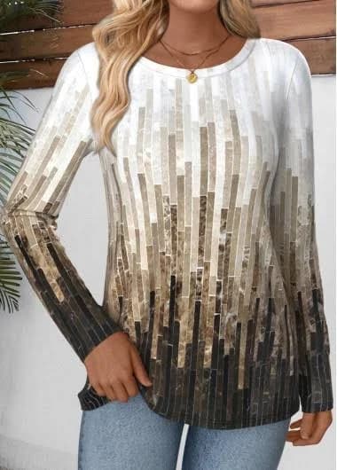 Geometric Print Tummy Coverage T-Shirt