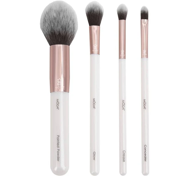 Moda Brush Studio Finishing White 4pc Face Makeup Brush Set