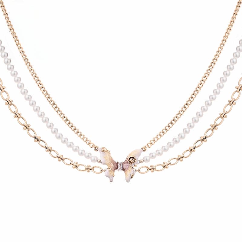 Butterfly Rose Pearl Layer Necklace – 宵