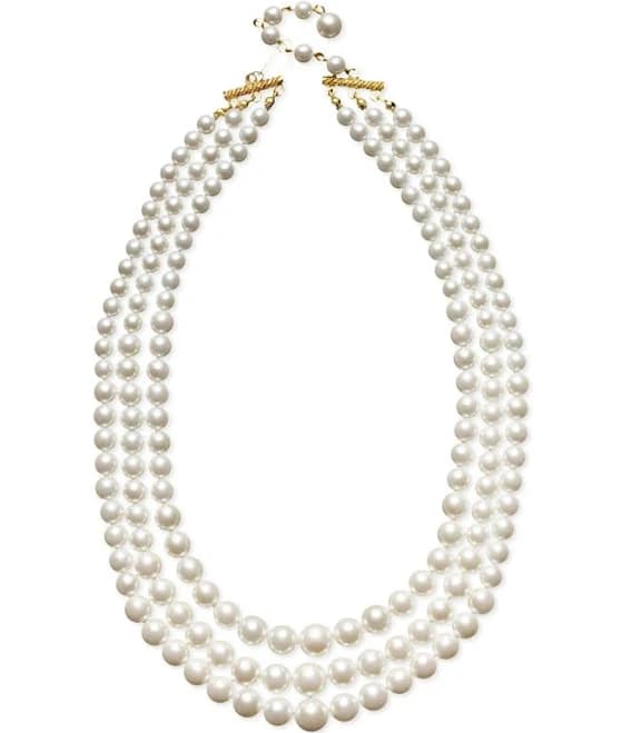 Charter Club Women's Three Row Simulated Pearl Necklace