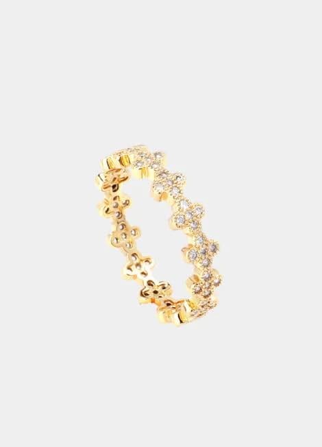 18K Gold Plated Zirconia Flower Band