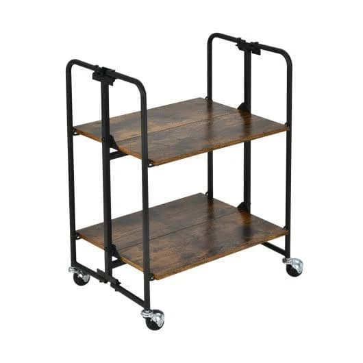 Costway Foldable Rolling Cart with Storage Shelves