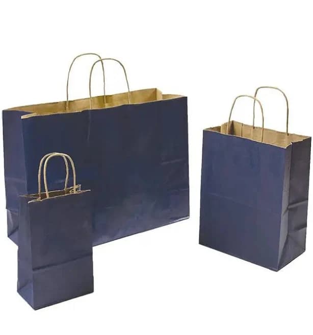 Macpaper.com - Tinted Kraft Shopping Bags 5-1/2" x 3-1/2" x 8" | 250/ctn / Navy Blue