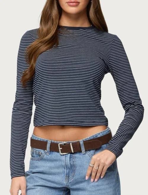 Edikted Brianna Striped Long Sleeve T-Shirt