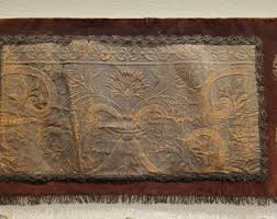 Late 19th C. Brown Velvet Valance With Tooled Leather and Gold Metallic Trims - Etsy