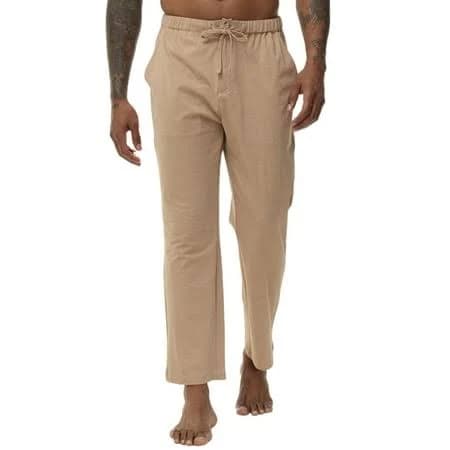 Men's Loose Open Bottom Cotton Linen Pants with Pockets