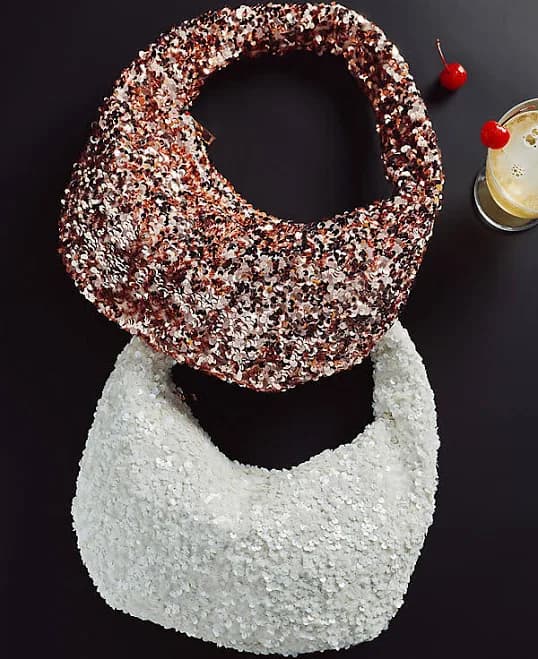 Anthropologie Paillette Sequin Crescent Bag