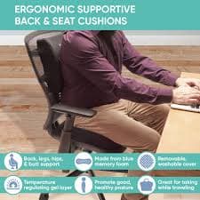 Amazon.com: Black Seat Cushion for Office Chair and Lumbar Support Pillow. The Perfect Gel Infused Chair Cushion for Home Office, Truck Drivers and More. Ergonomic Design for Tailbone, Coccyx and Back Pain :