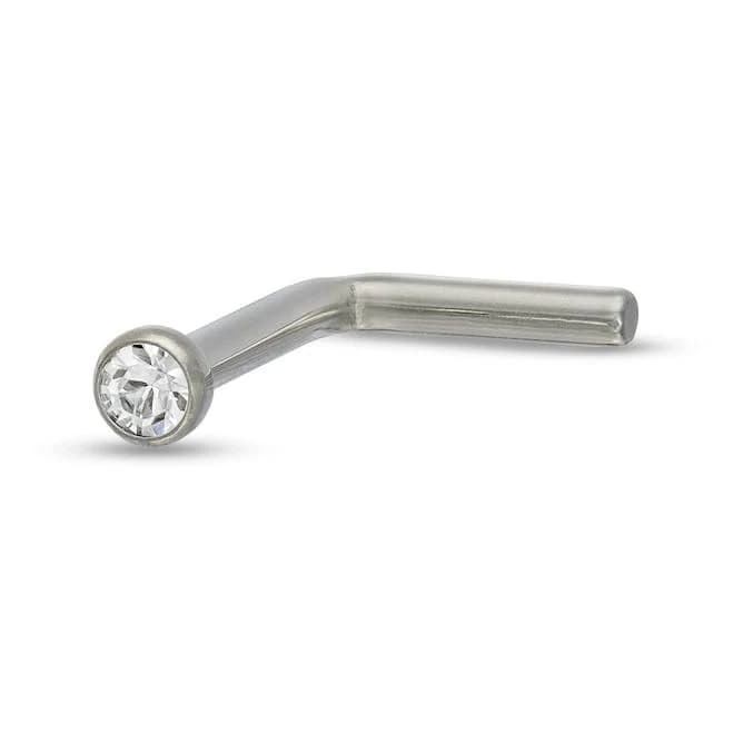 Banter Titanium Crystal Bezel-Set L-Shaped Nose Stud