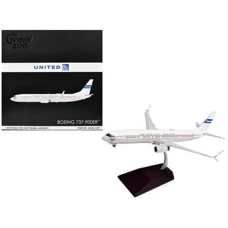 Boeing 737-900er Commercial Aircraft Continental Airlines - United Airlines (n75435) White with Red and Blue Stripes Gemini 200 inch Series 1/200