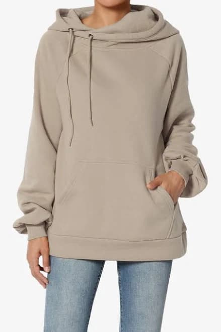 Side Drawstring Cozy Fleece Relaxed Fit Hooded Pullover Sweatshirts