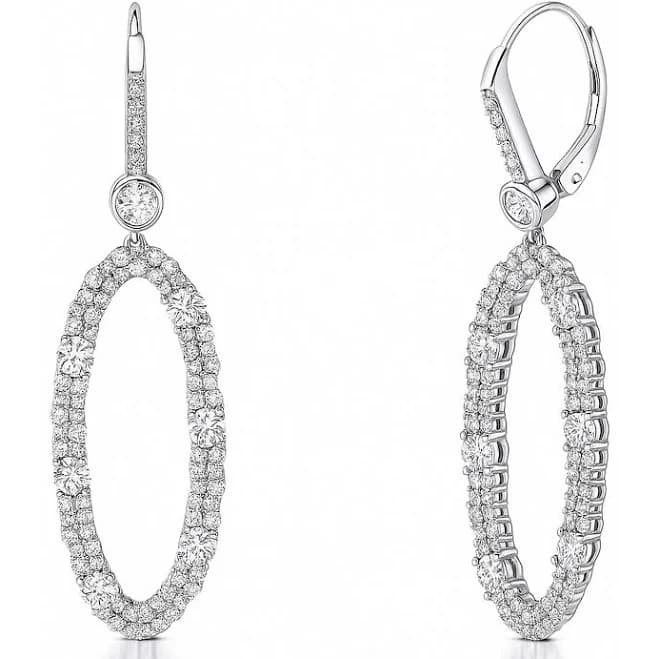 BERRICLE Sterling Silver Open Oval Cluster Cubic Zirconia Chunky Leverback Earrings