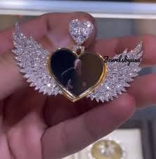 White Real Moissanite Valentine Custom Memory Piece & Heart Bail Men's Pendant | eBay