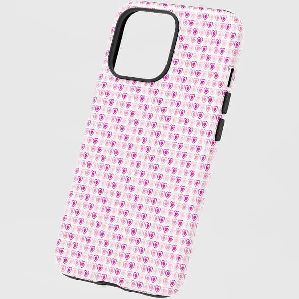 Pink Heart Phone Case: Dual Layer Protection, MagSafe Compatible