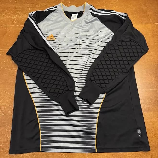 Vintage Adidas Goalkeeper Jersey Shirt Mens Large Gray Black Striped