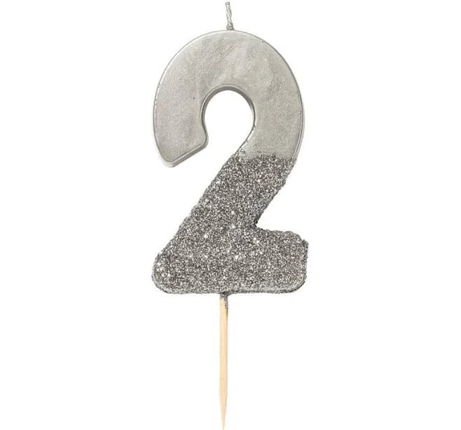Talking Tables Silver Glitter Number Candle