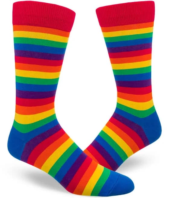 ModSocks Men's Classic Rainbow Striped Crew Socks