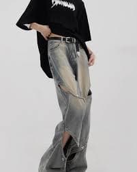 Open Leg Design Denim Pants KNH0004 – AuroraBoutique