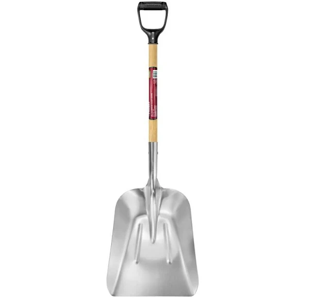 Husky 28 in. D-Grip Short Wood Handle Aluminum Scoop Shovel