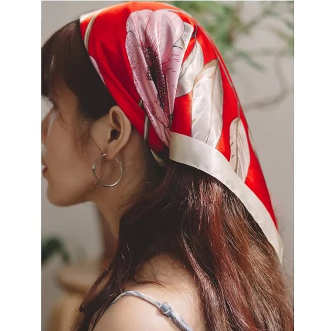 Bohemian Satin Square Neck Head Scarf