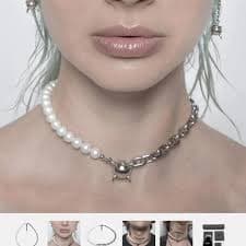 Mixed emotions” white pearl and silver necklace... | Depop