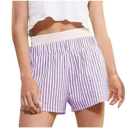 Women's Loose Elastic Waist Striped Shorts
