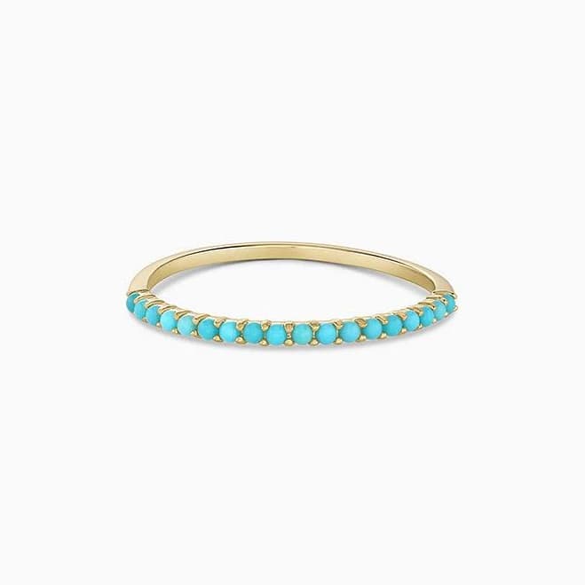 Gorjana 14K Solid Gold Turquoise Row Ring