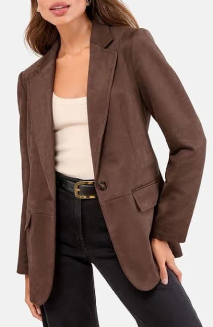 Lipsy Women's Faux Suede Single Breasted Blazer