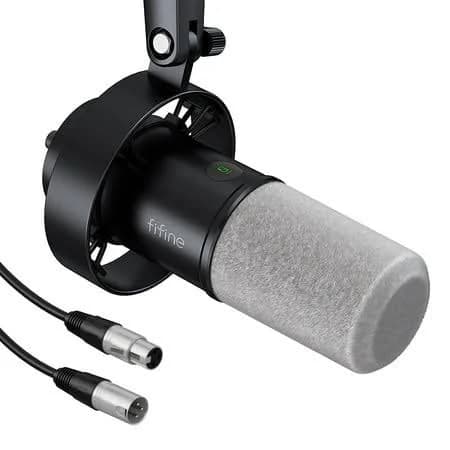 Fifine K688 Dynamic Microphone with Boom Arm Stand XLR USB Studio Microphone Kit for Computer with Mute