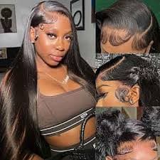 Amazon.com : JUBOTIN 26 Inch Straight 13x6 HD Lace Front Wigs Human Hair 180% Density for Women Glueless 13x6 Lace Frontal Wig Pre Plucked Human Hair Natural Black : Beauty & Personal Care