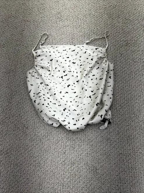 J. O. A Women’s Spaghetti Strap Silk White With Black Spots Elastic