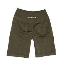 Alphalete Women's Amplify High Rise Biker Shorts in Olive Green - Medium