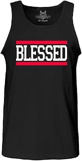 Men's M0024TT Printed Blessed Lettering Graphic Design Cotton Tank Top