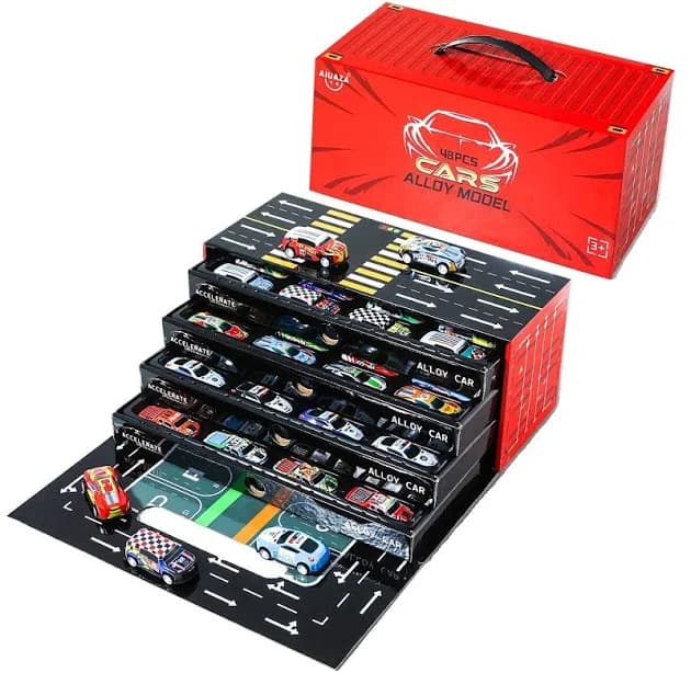 48pcs Pull Back Cars Sets Container
