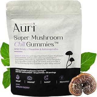Nutrition Super Mushroom Chill Gummies - Natural Calming Aid & Stress Reduction Supplement for Adults w/Reishi Mushroom, Ashwagandha, L-Theanine- Unwind Mind & Harmonize Your Day- 60 Calm Gummies