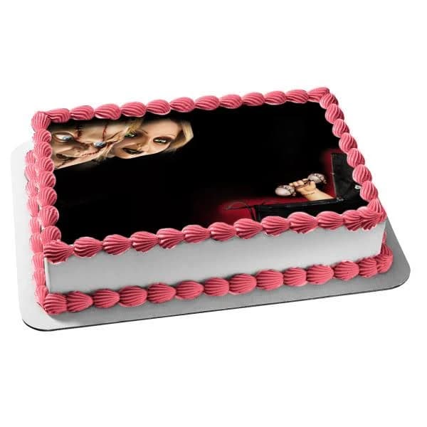 Chucky Tiffany and Glen Seed of Chucky Gender Reveal Edible Cake Topper Image