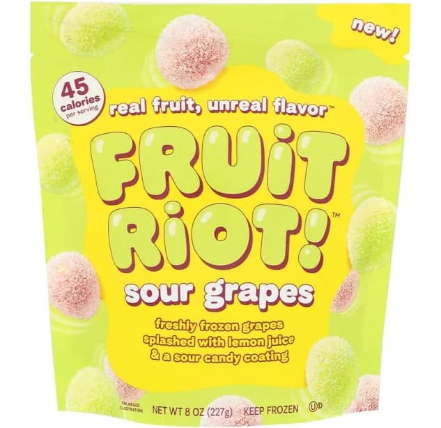 Fruit Riot Grapes Sour Candy, 8 Ounce -- 6 per case