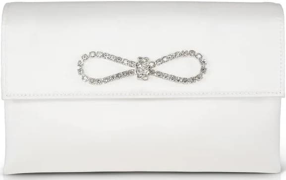 Jewel Badgley Mischka Women's Alicia Satin Crystal Bow Envelope Clutch
