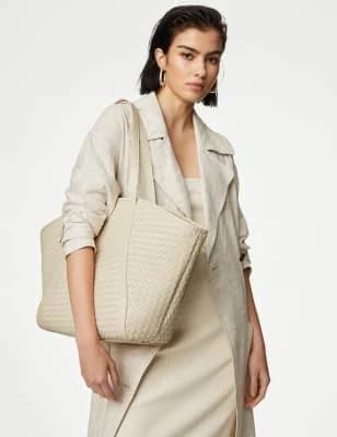 M&S Faux Leather Woven Tote Shopper