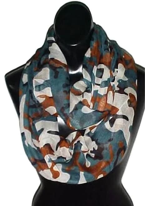 Green/Brown Multi Colored Camouflage Infinity Scarf