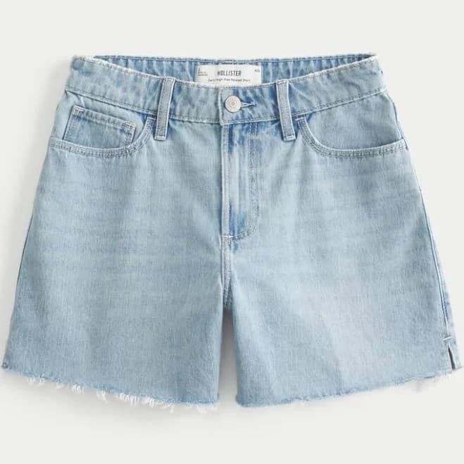 Hollister Women's Curvy High-Rise Relaxed Denim Shorts