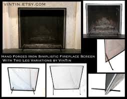 Simple Firescreen Handmade to Fit Your Fireplace Hand Forged Iron Fireplace Decor by VinTin — VinTin™