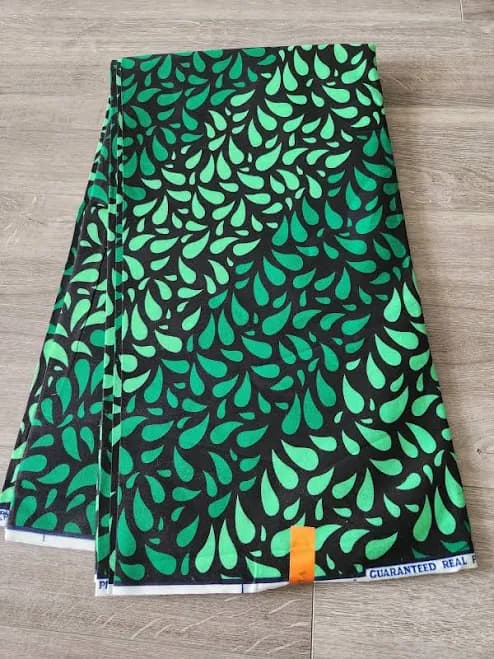 Green and Black African Print Ankara Fabric