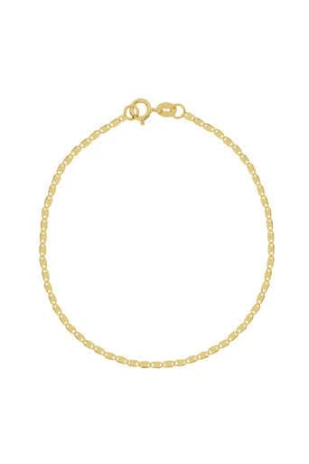 14K Yellow Gold Polished Flat Oval Link Chain Bracelet for Women 7.5"", AFJ-QG-LF1449-7.5-MP