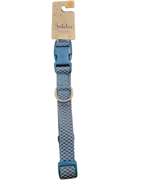 Jubilee Blue and Gray Weaved Dog Collar, Large