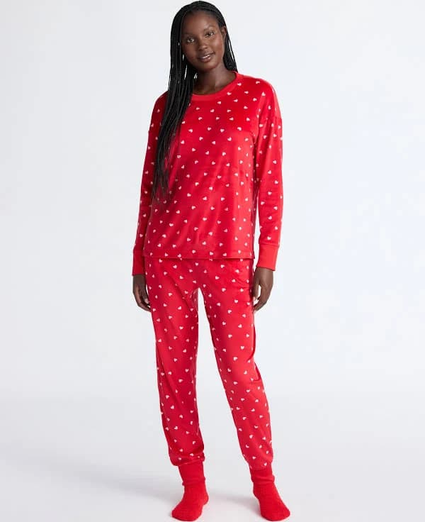 Joyspun Women's Stretch Velour Pajama Set