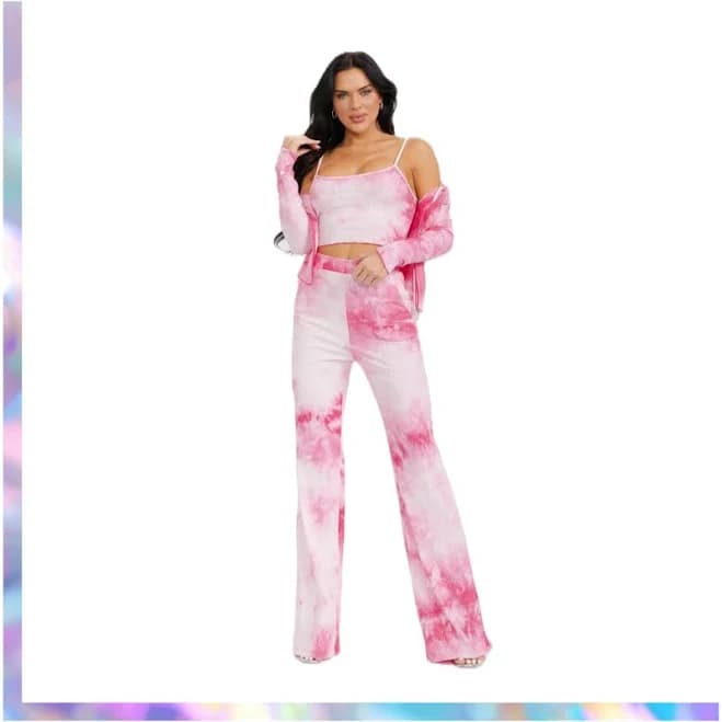 Rosevelvet Women’s Tie Dye Set With Long Sleeve Cardigan