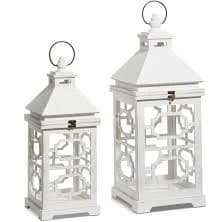 RAZ Imports White Geometric Panel Lantern